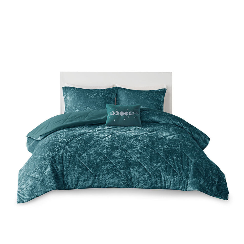 Full/Queen Velvet Comforter Set with Throw Pillow Media 13