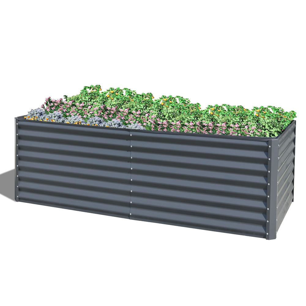 8x4x2 ft Galvanized Raised Garden Bed, Outdoor Planter Garden Boxes Large Metal Planter Box for Gardening Vegetables Fruits Flowers,Gray Media 1