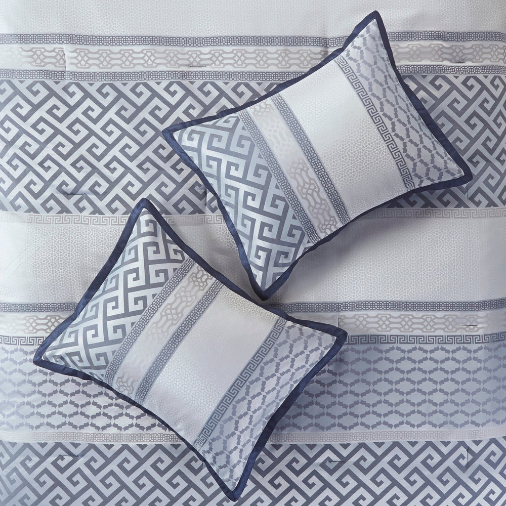7 Piece Jacquard Comforter Set Navy Cal King Media 3