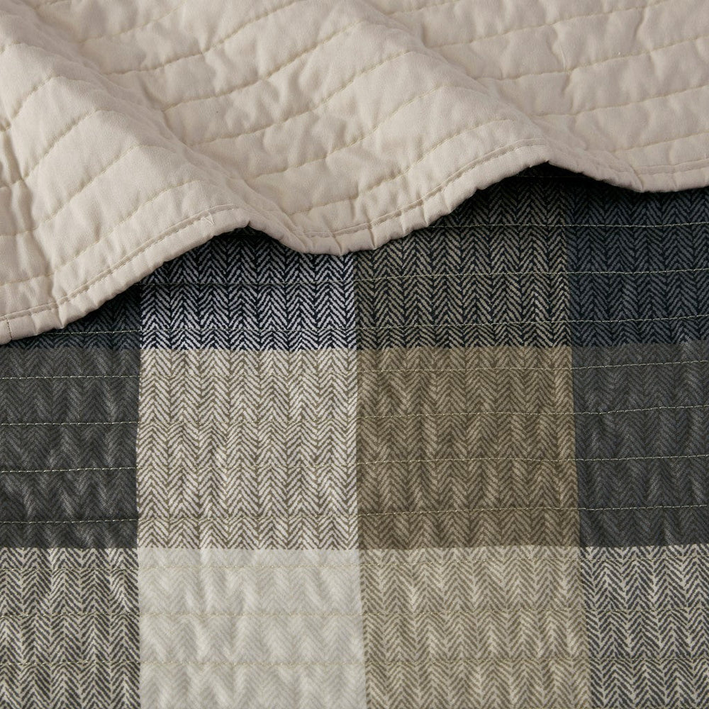 6 Piece Reversible Plaid Daybed Cover Set Neutral Daybed Media 5