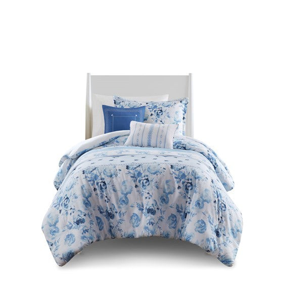 Full/Queen Floral Striped Comforter Set Media 16