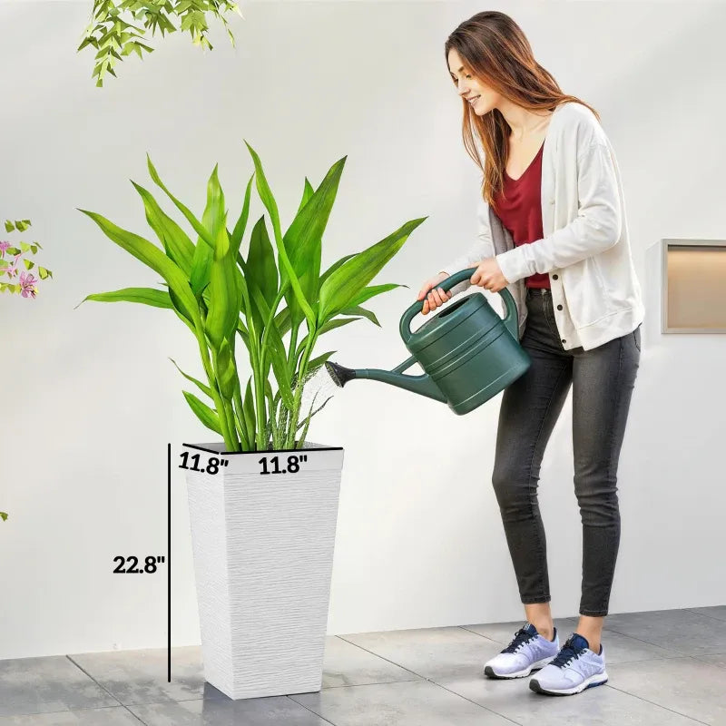 Stackable Tapered Planters,Set of 3 Outdoor Planters Media 8