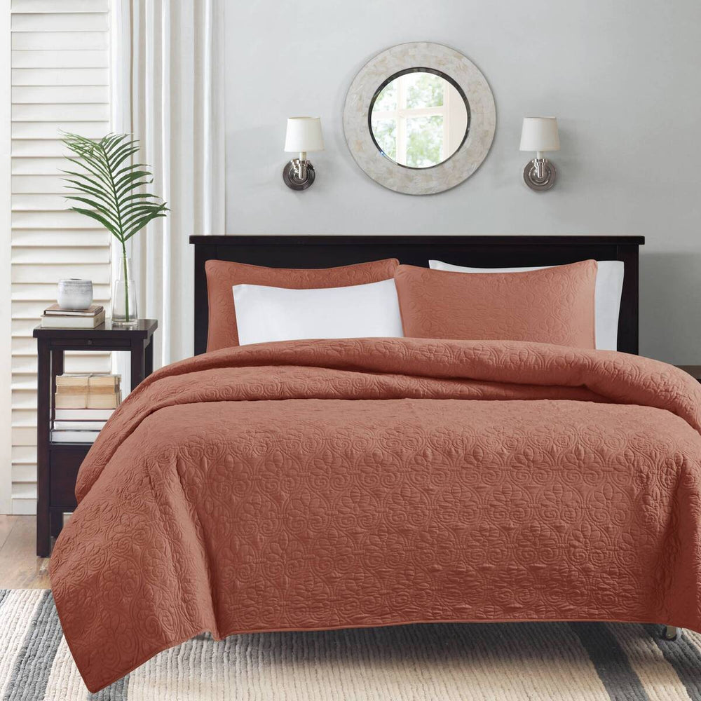 3 Piece Reversible Quilt Set Clay Red Full/Queen Media 6