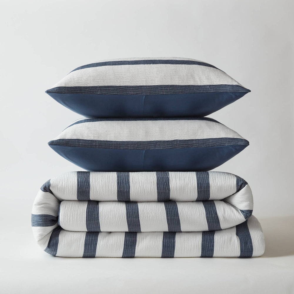 3-Piece Full/Queen Yarn-dyed striped comforter Media 12