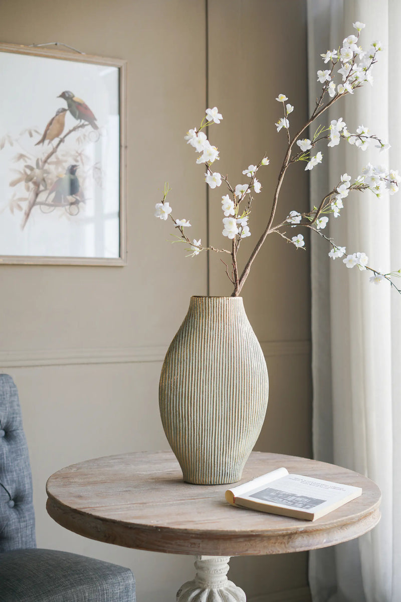 Ceramic Accent Vase with Vertical Ribbed Texture