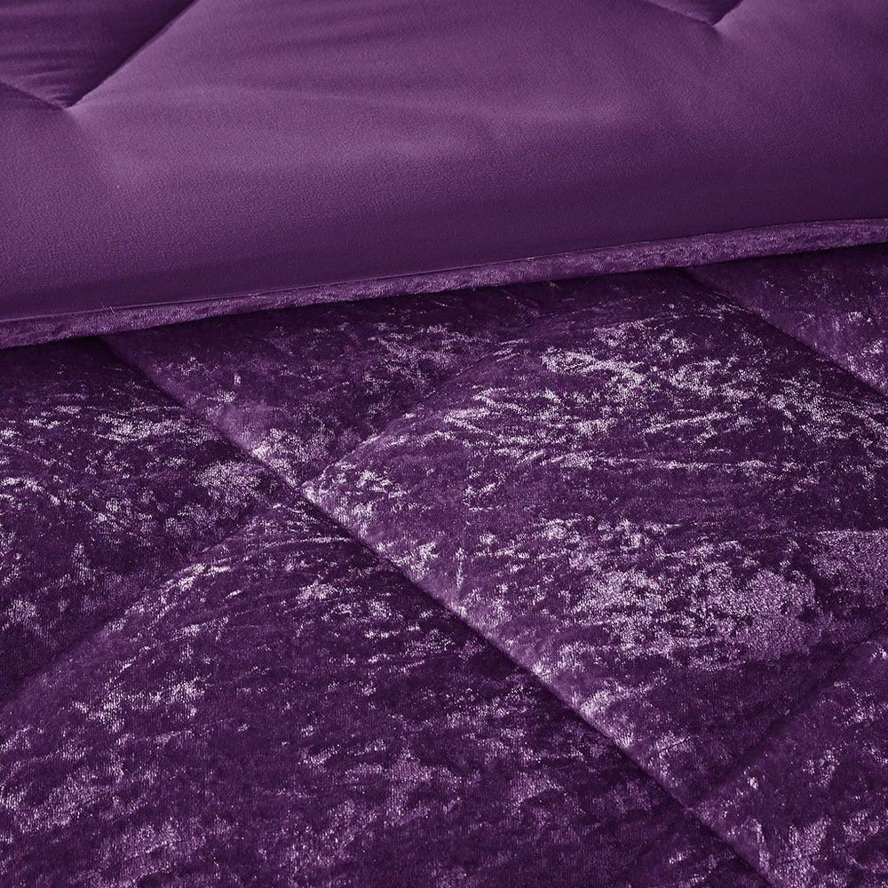 Full/Queen Velvet Comforter Set with Throw Pillow Media 12