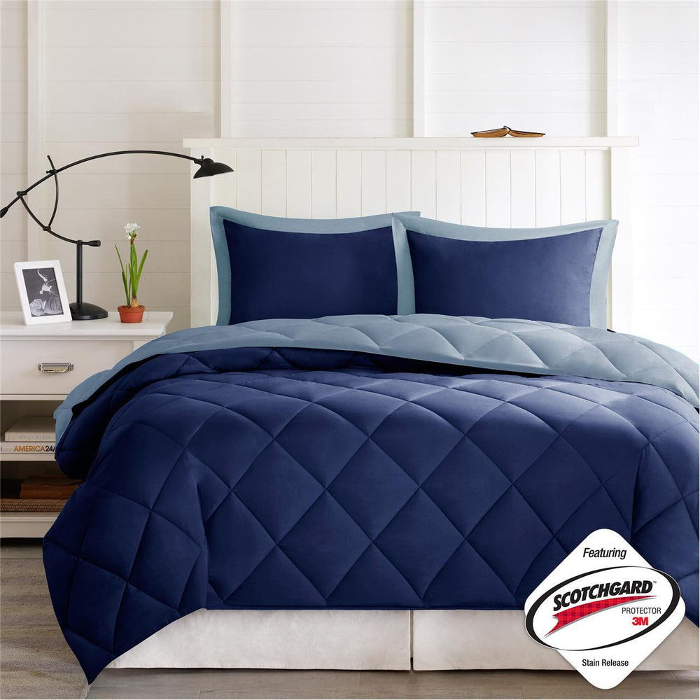 King 3M Scotchgard Diamond Quilting Reversible Down Alternative Comforter Set Media 9