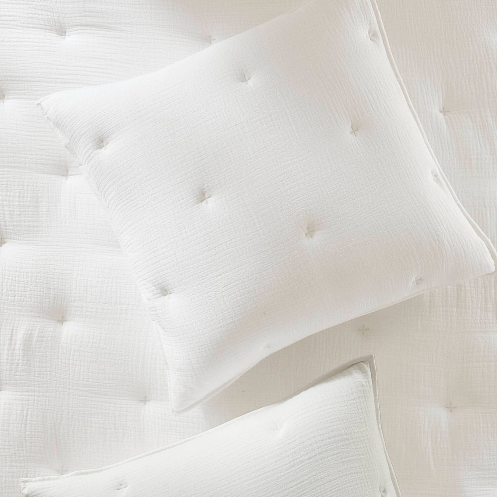 3-Piece King Cotton  Embroidered Quilt Set,White Media 10