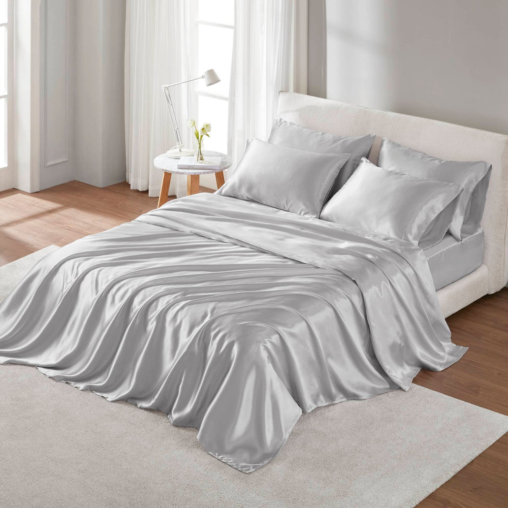 4 PCS Twin Luxury Sheet Set Light Grey Media 10