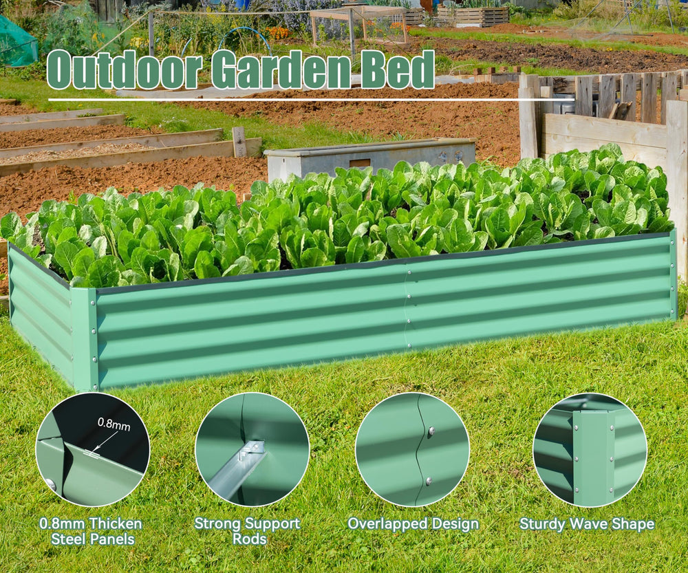 6x3x1ft Galvanized Raised Garden Bed, Outdoor Planter Garden Boxes Large Metal Planter Box for Gardening Vegetables Fruits Flowers, Green Media 3