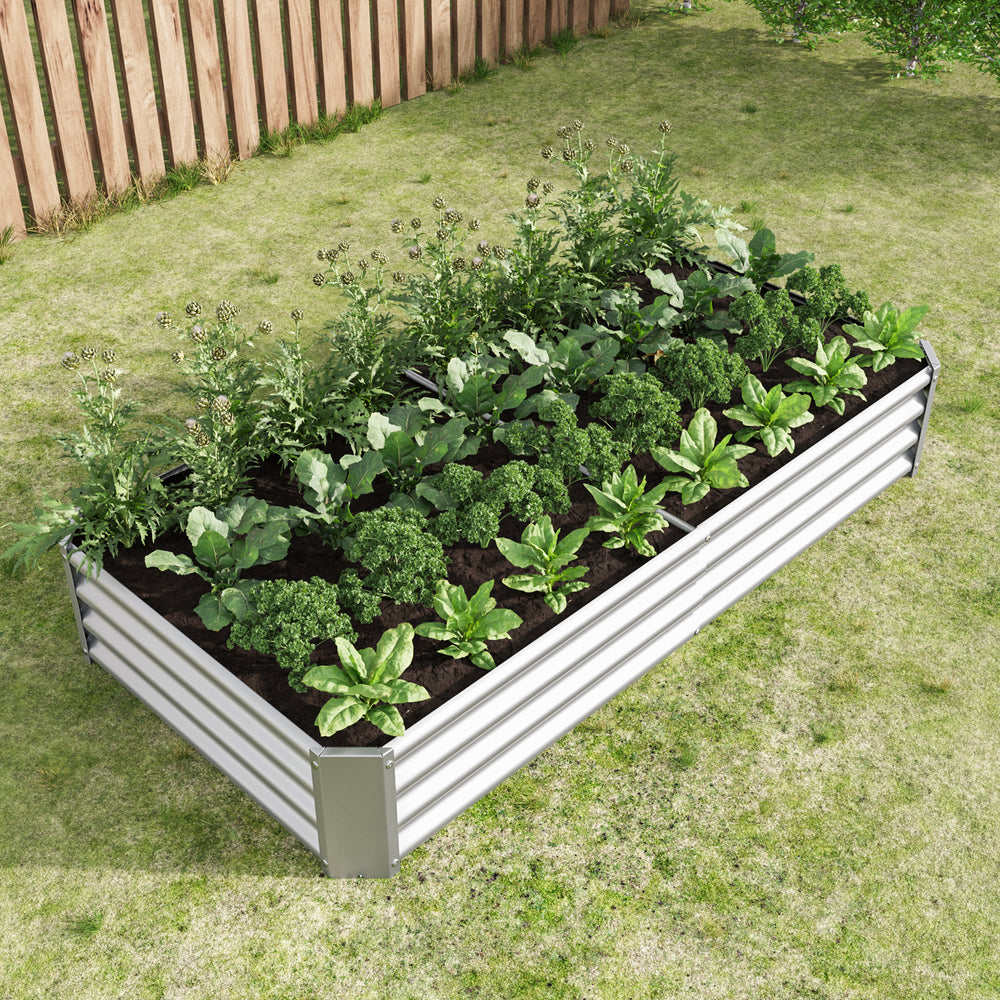 Raised Garden Bed Outdoor, 6×3×1ft , Metal Raised  Rectangle Planter Beds for Plants, Vegetables, and Flowers - Silver Media 11