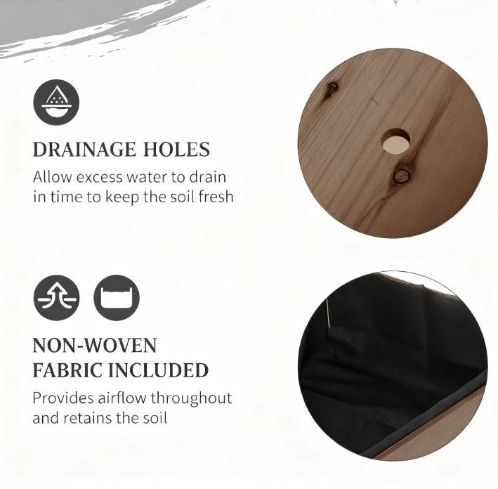 Planter Box,Wooden Garden Box,with 8 Pockets and Lockable Wheels,Foldable Side Clapboard,Elevated and Self-Draining Design Media 6