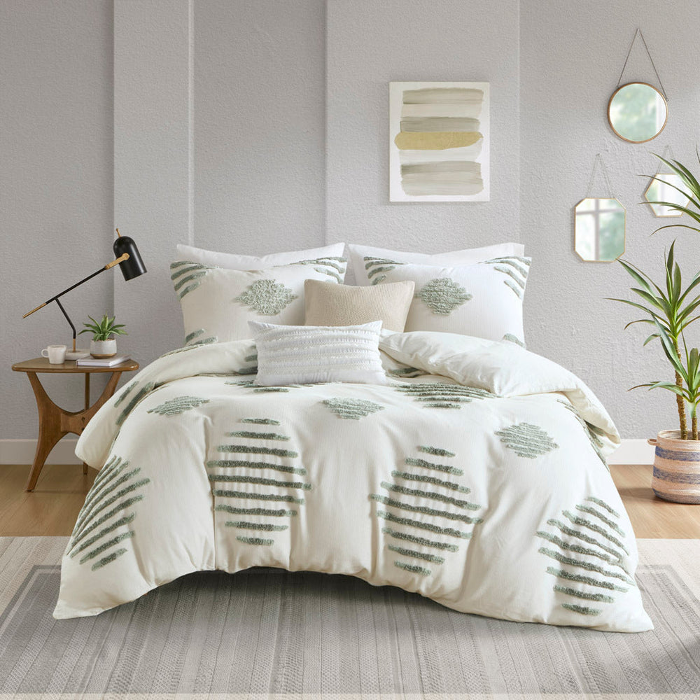 Full/Queen 3 Piece Cotton Blend Chenille Duvet Cover Set Media 10