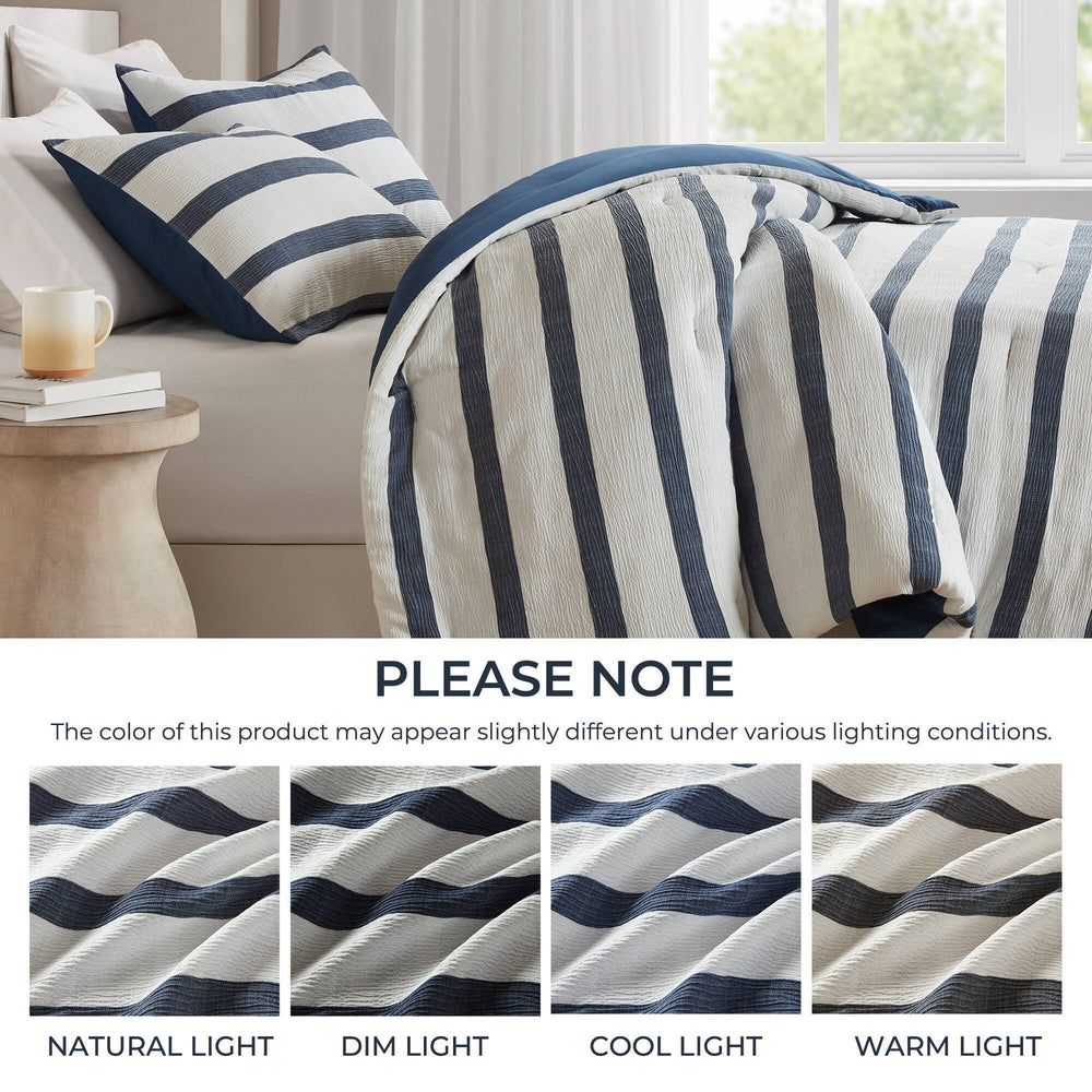 3-Piece Full/Queen Yarn-dyed striped comforter Media 9