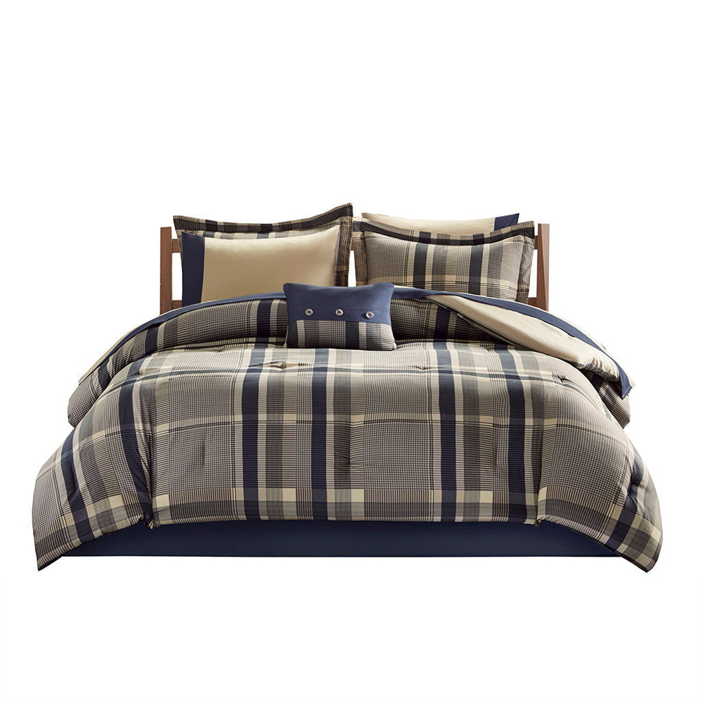 Queen Plaid Comforter Set with Bed Sheets Media 13