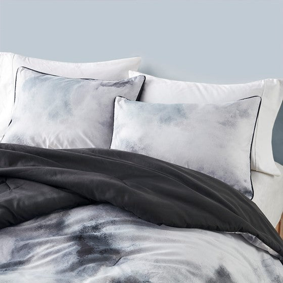 Twin/Twin XL Watercolor Tie Dye Printed Comforter Set with Throw Pillow Media 4