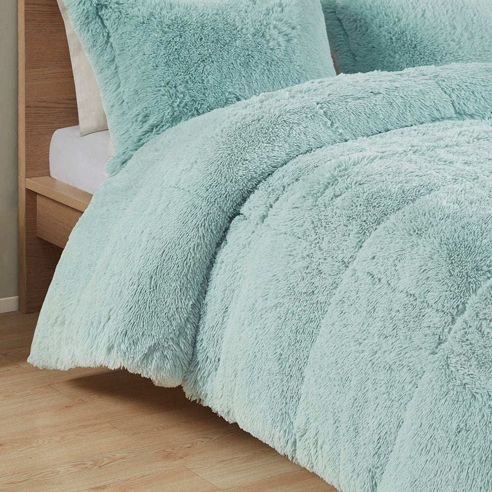 Full/Queen Shaggy Long Fur Comforter Mini Set Media 2