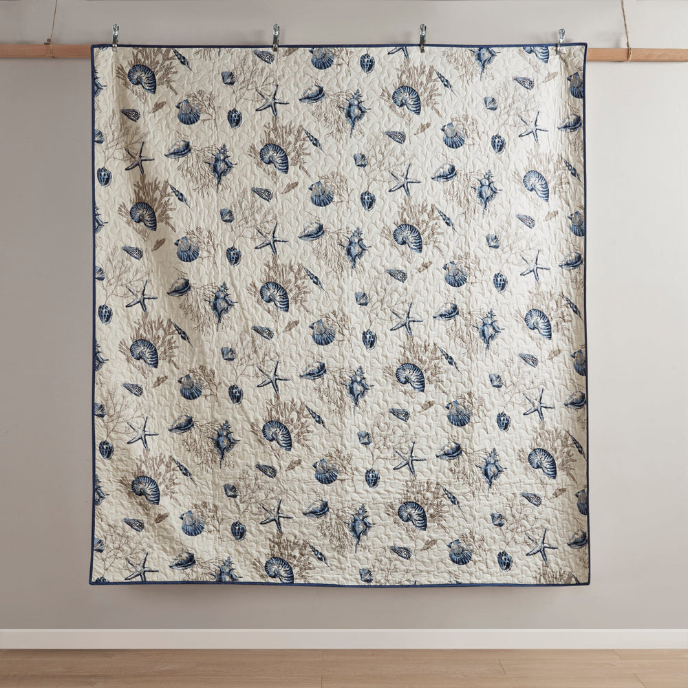 Brushed   Quilt Set with Throw Pillows Blue King Media 8