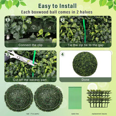 18.5IN dark Artificial Topiary Balls Outdoor Faux Boxwood Decorative Green Spheres for Garden Front Porch Patio Planter Decoration, 2pcs/set perspective