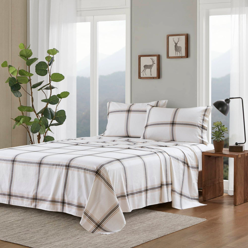 4 PCS Queen Sheet Set Tan Plaid Media 13