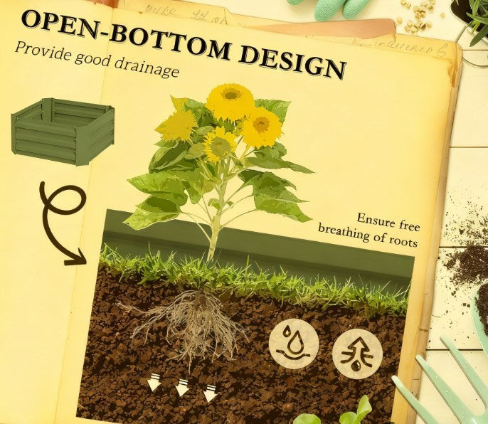 Garden Bed,Galvanized Planter Box,Raised Garden Bed with Cage for Climbing Vines Media 7