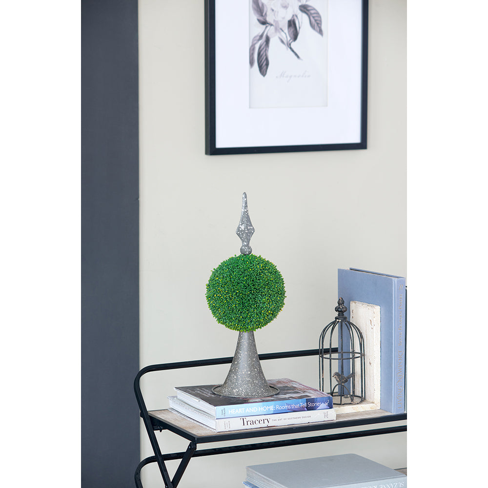7x7x17' Faux Boxwood Topiary Sphere on Metal Spire Media 16