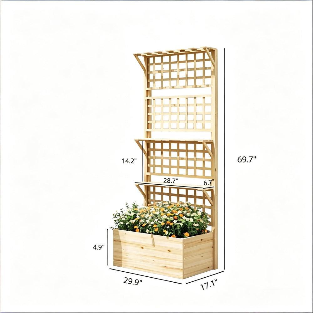 Garden Elevated Planter Box,Wooden Raised Garden Bed,Planter Box Media 2