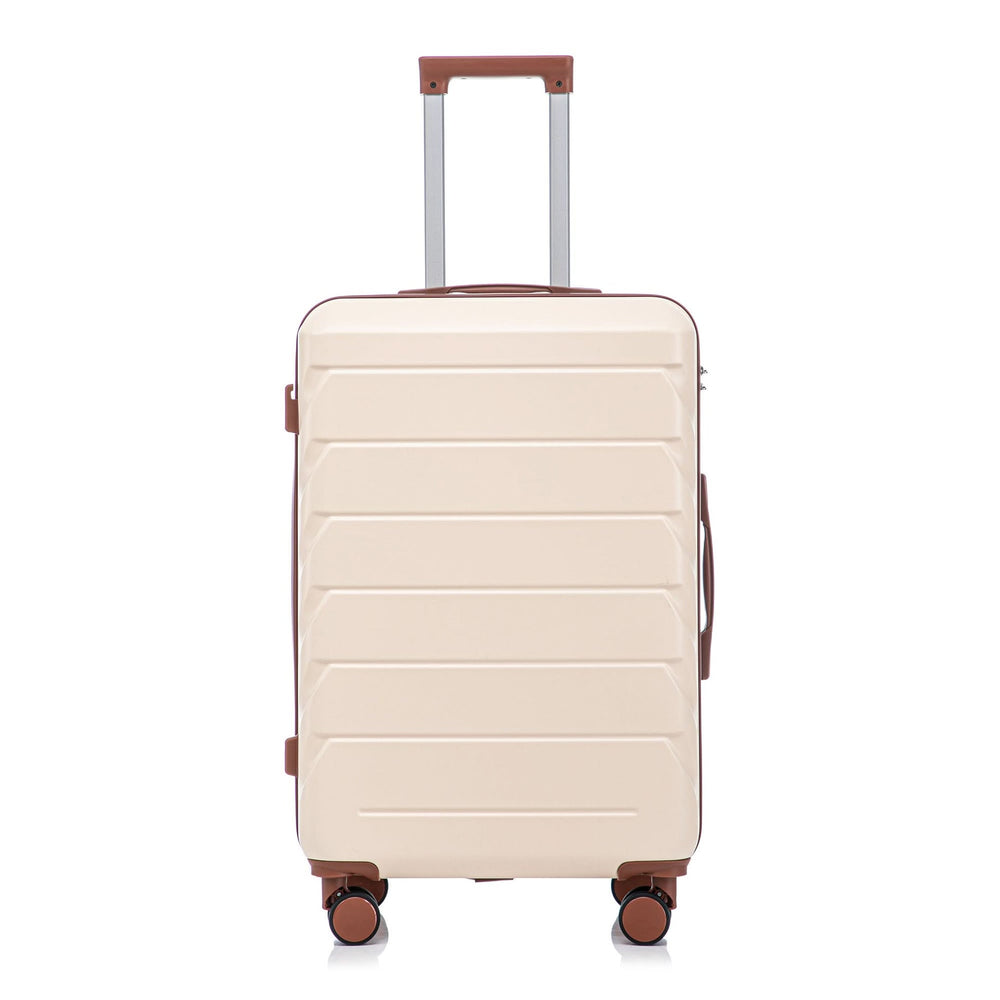 Abs Luggage Set 20 24 28 Inches 3 Piece Beige Durable Spinner Wheels & Combination Lock Media 27