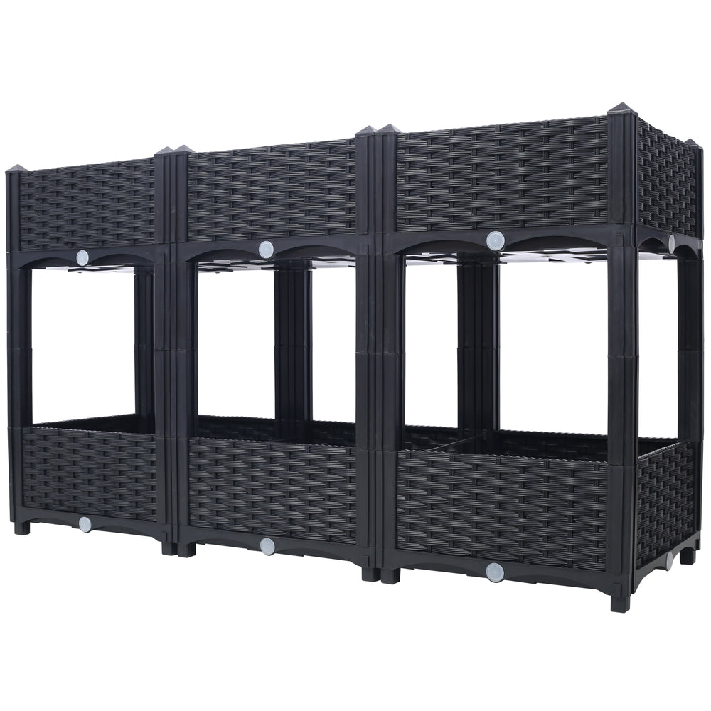 Planter Raised Beds - Elevated Planter Garden Box with Drainage Plug Raised Garden Beds for Vegetable/Flower/Herb Outdoor Standing Planter Beds Gardening Kit,Black,47.2'x15.7'x27.7' Media 2