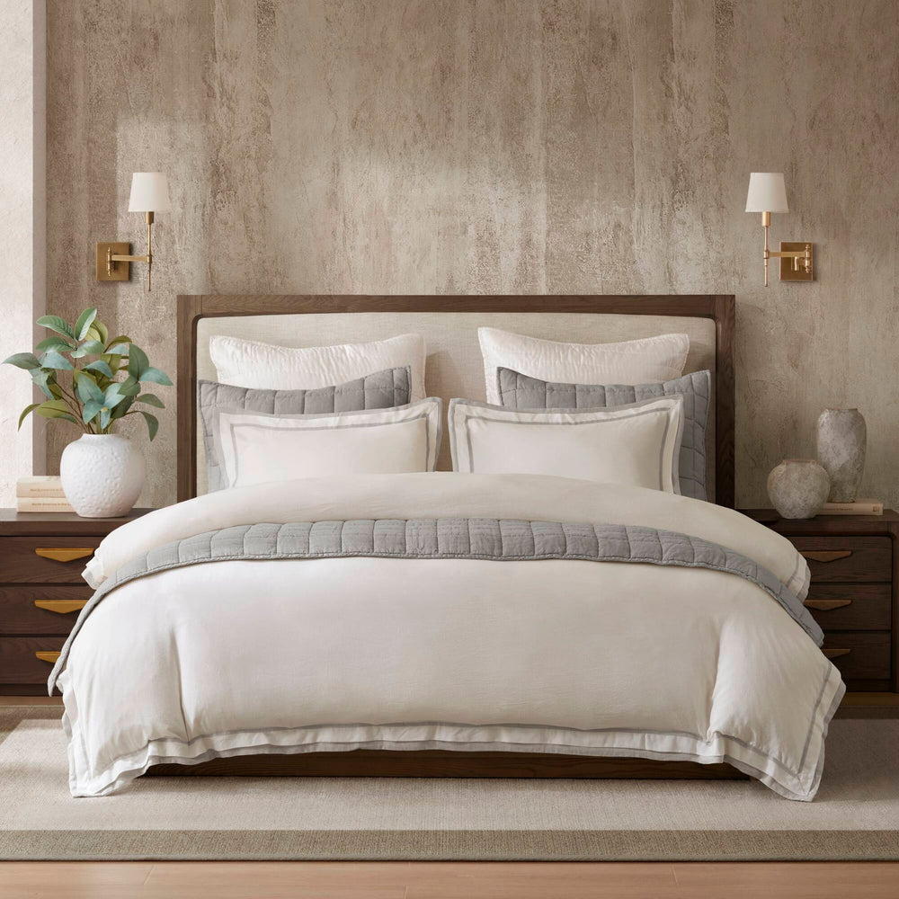 3 Pieces Full/Queen Duvet Cover Set,White+Gray Media 12