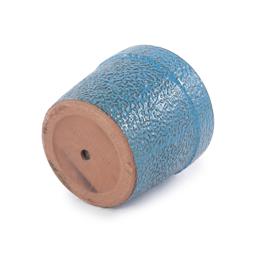 Handmade Ceramic Planter Set of 3, 15/12/9 Inch Diameter, Blue Textured Pattern, for Succulents & Indoor Plants, Windowsill & Bookshelf Use, Breathable Clay Media 10