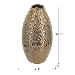 Decorative Ceramic Vase with Textured Bronze Finish perspective