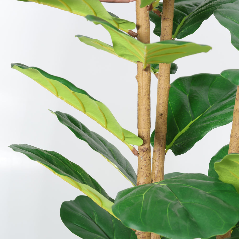 5.2FT Artificial Fiddle Leaf Fig Tree With Decorative White Pot, Real Touch Fake Indoor Plant for Home Office Living Room Corner Decoration, 1pc/set Media 8