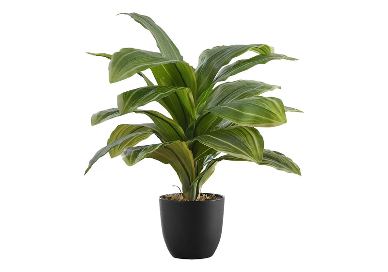 Artificial Plant, 17' Tall, Dracaena, Indoor, Faux, Fake, Table, Greenery, Potted, Real Touch, Decorative, Green Leaves, Black Pot