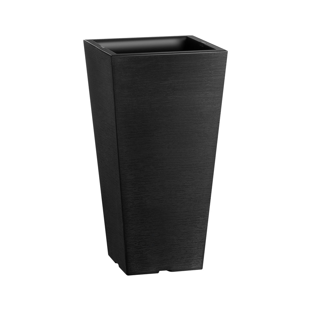 Set of 2 Tall Outdoor Planters 22inch, Large Planters for Outdoor Indoor Plants, Black Front Porch Planters Flower Tree Plant Pots with Modern Design and Built-in Drainage Media 3