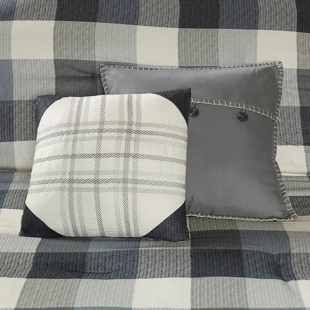 7 Piece Herringbone Comforter Set Grey Cal King Media 8
