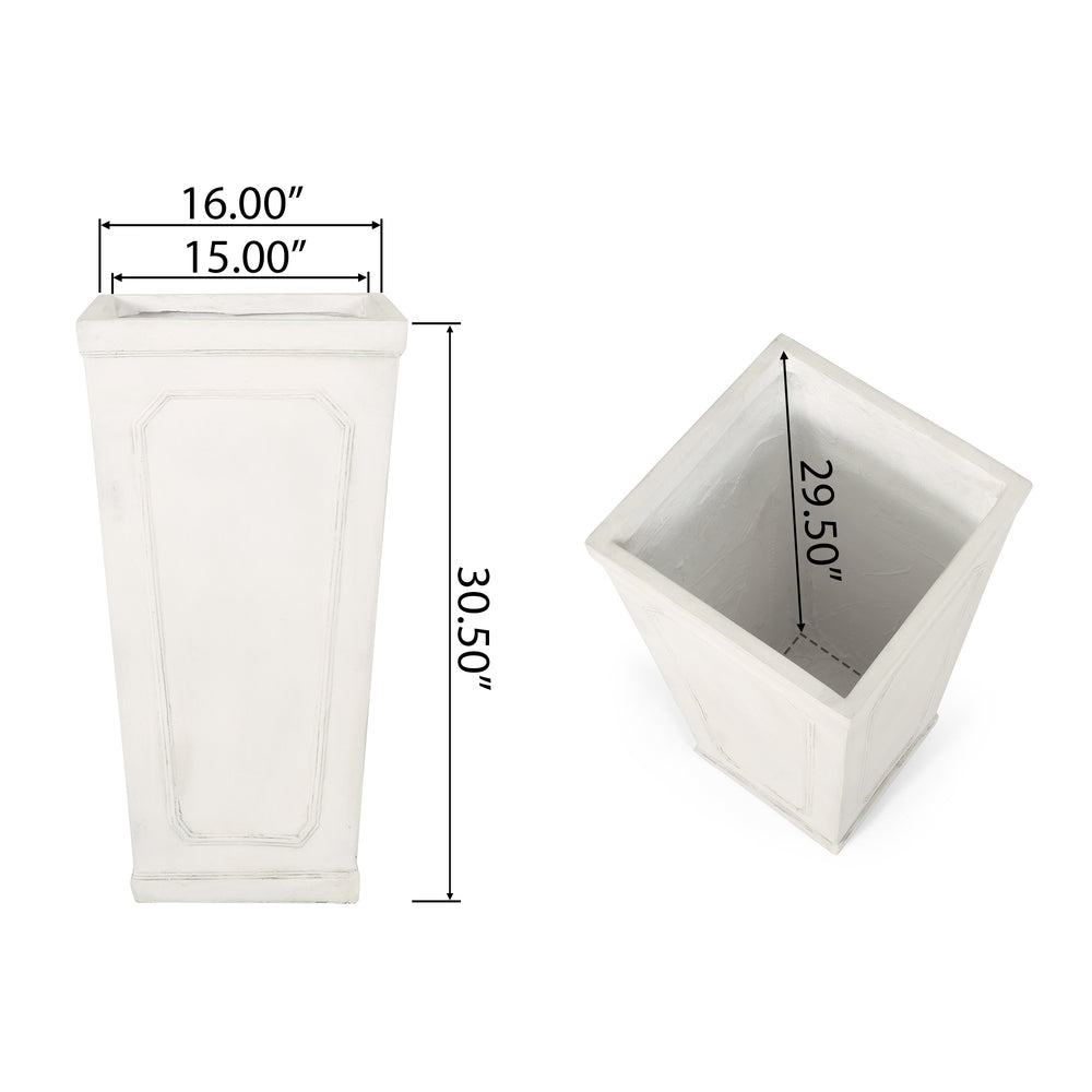16'' x 30.5'' Outdoor MGO Planter with Antique White Finish Media 3