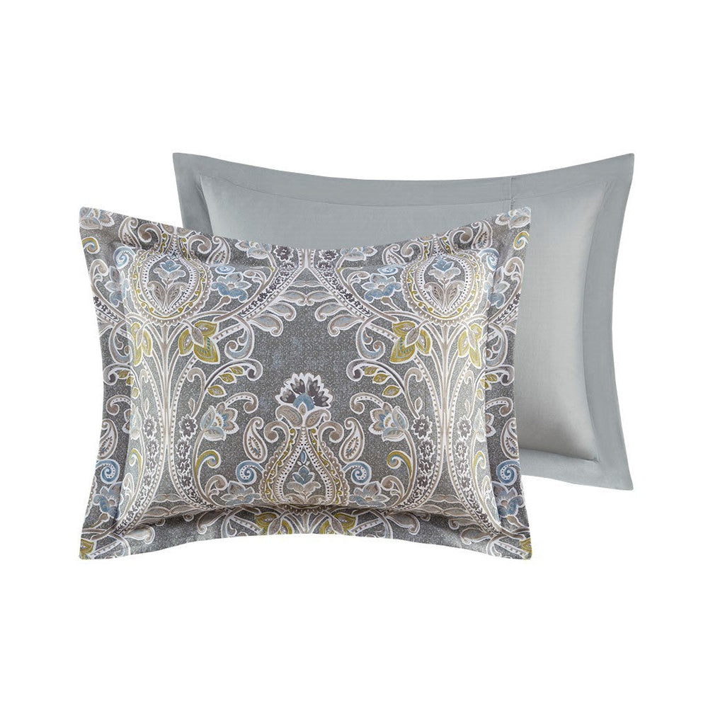 5 Piece Cotton Duvet Cover Set Grey King Media 4