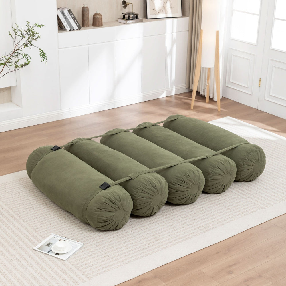 Corduroy Floor Sofa With Adjustable Straps & Multi Person Lounge Chair Media 8