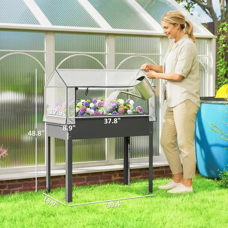 Outdoor Elevated Garden Box,Plant Bed Media 4