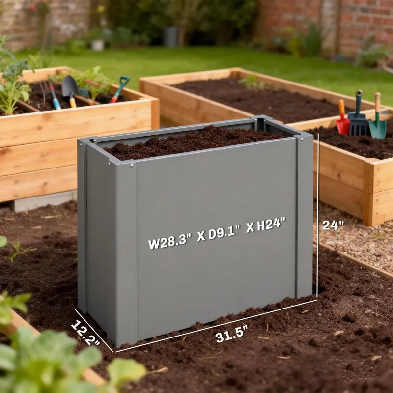 Balcony Herb Box,Outdoor Planter Box,Elevated Garden Bed(Only Planter Box) Media 5