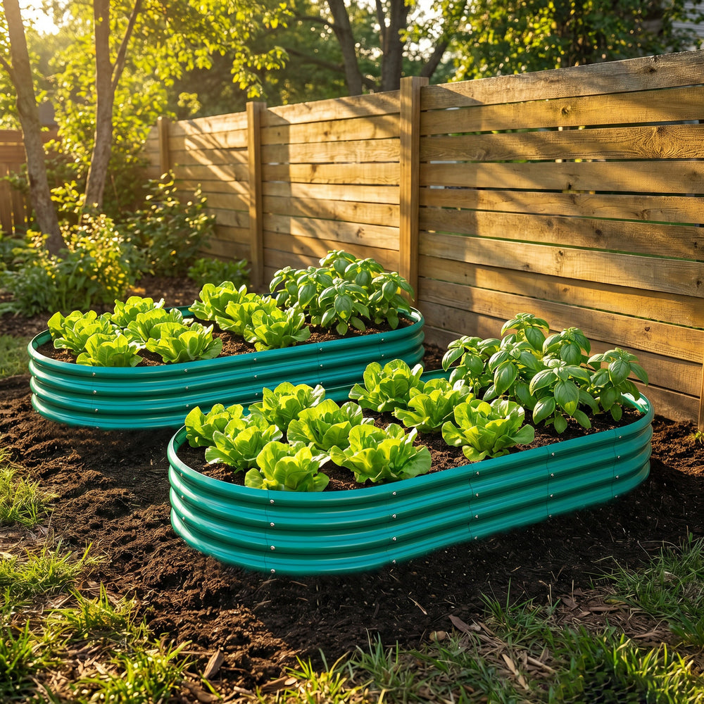 Galvanized Raised Garden Bed 6x3x1ft - Heavy Duty Metal Planter Box for Vegetables, Herbs & Flowers, Rust-Proof Outdoor Garden Bed with Large Capacity, Green, 2PCS Media 6