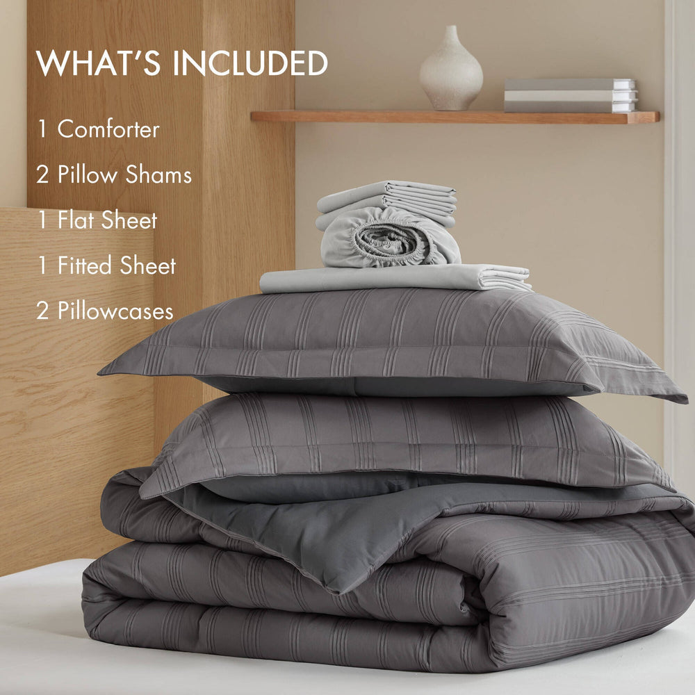 7-Piece King Woven Striped Comforter Set Media 10