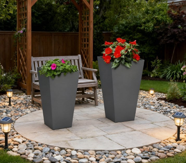 Durable & Stackable Plant Pot,2-Pack Outdoor Planter Set,Flower Pots with Drainage Holes,for Porch,Entryway,Patio,Yard,Garden Media 3