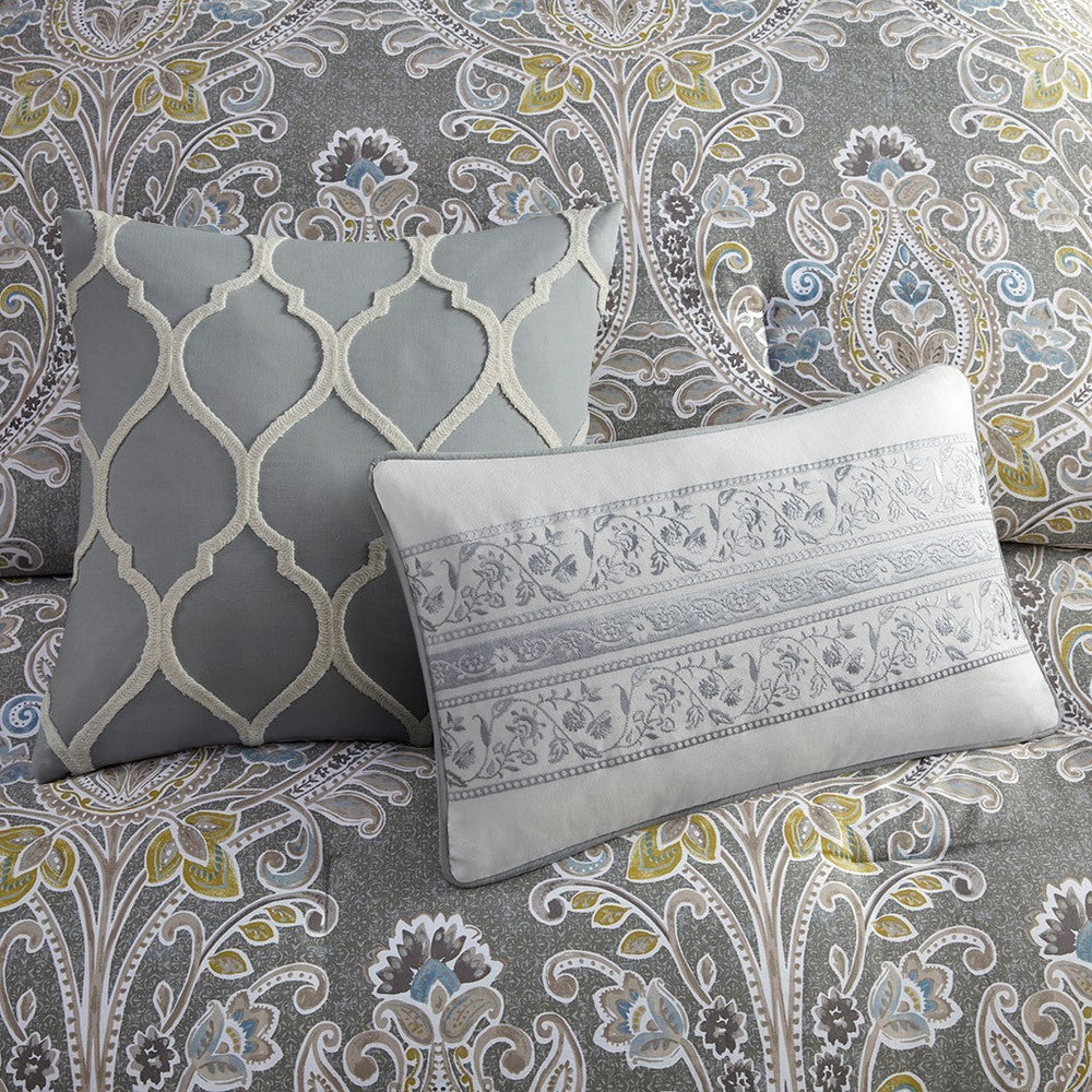 5 Piece Cotton Duvet Cover Set Grey King Media 10