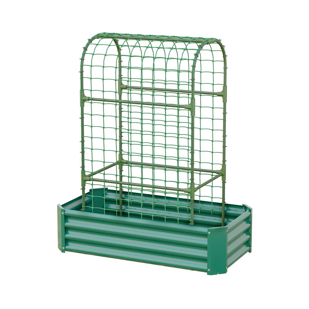 2-in-1 Raised Garden Bed with Trellis - 59' Tall Arch Planter Box for Climbing Plants, Outdoor Galvanized Metal Gardening Bed for Vegetables, Fruits, Flowers (Green, 4x2x1 Ft) Media 16