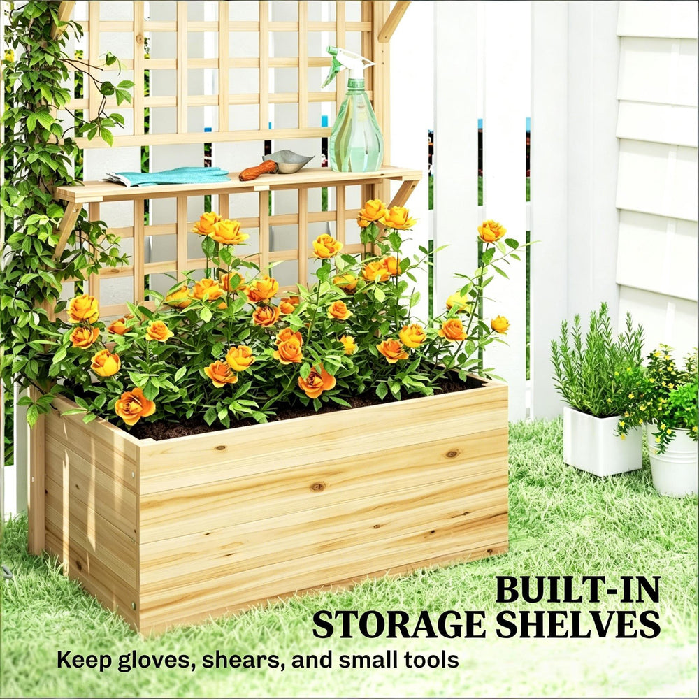 Garden Elevated Planter Box,Wooden Raised Garden Bed,Planter Box Media 6