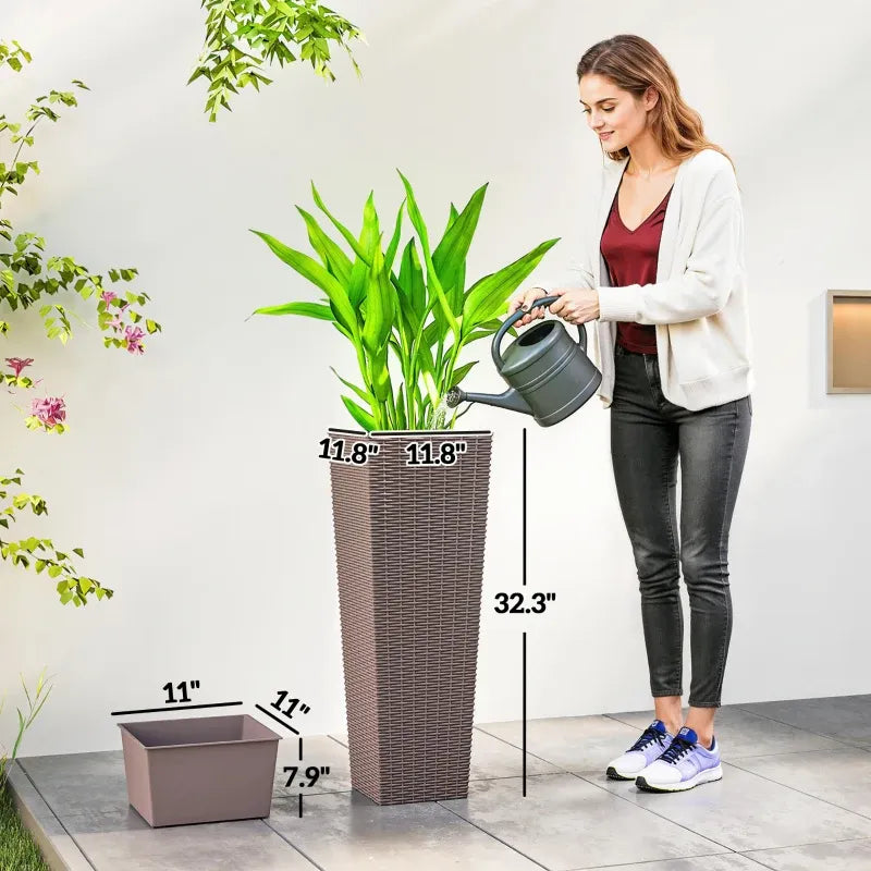 Flower Boxs,Set of 2 Flower Pots,Tall Planters Media 6