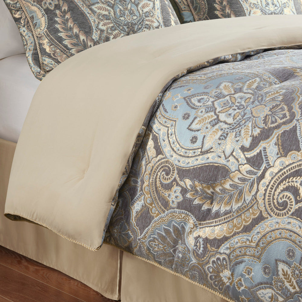 4 Piece Comforter Set Blue/Grey King Media 6