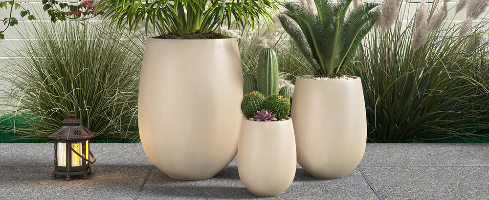 U_STYLE Lightweight Round MGO Outdoor Planter Set-3 Sizes (15.6''/10.74''/7.3''),Large Outdoor Indoor Flower Pots with Drainage Hole,Perfect for Lawn, Patio, Poolside & Indoor Decor Media 5
